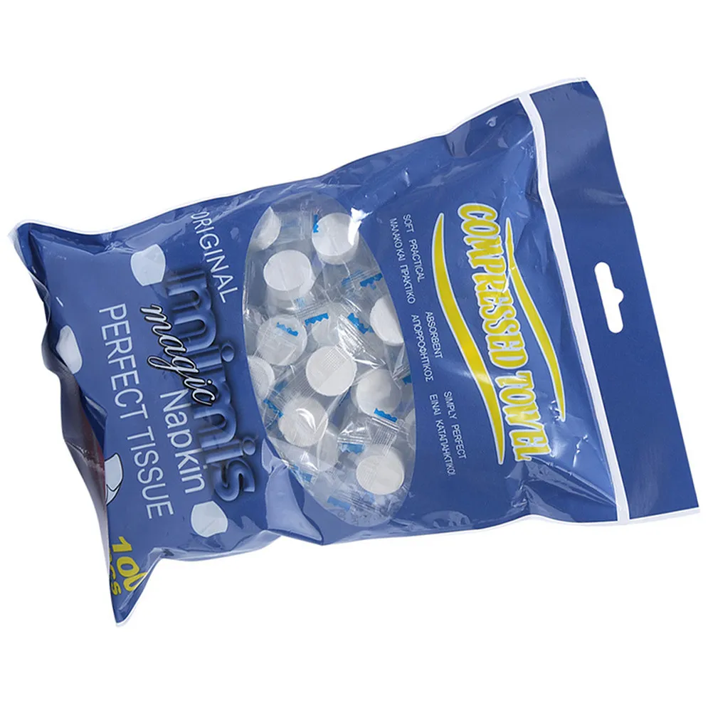 100Pcs Compressed Face Towel Premium Disposable Non-Woven Mini Travel Towel Expands in Water Soft Makeup Remover Camping Hiking