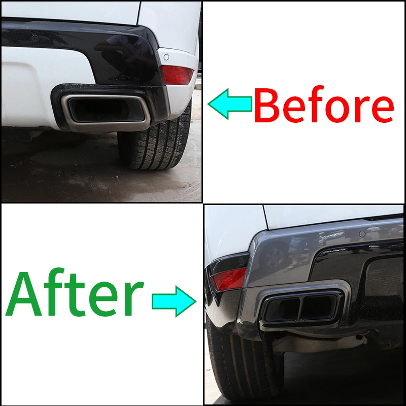 

Glossy Black Exhaust Tip Cover for Land Rover Range Rover Sport 2018 2019 PHEV Hybrid Quad Exhaust Frame Stainless Steel 2Pcs