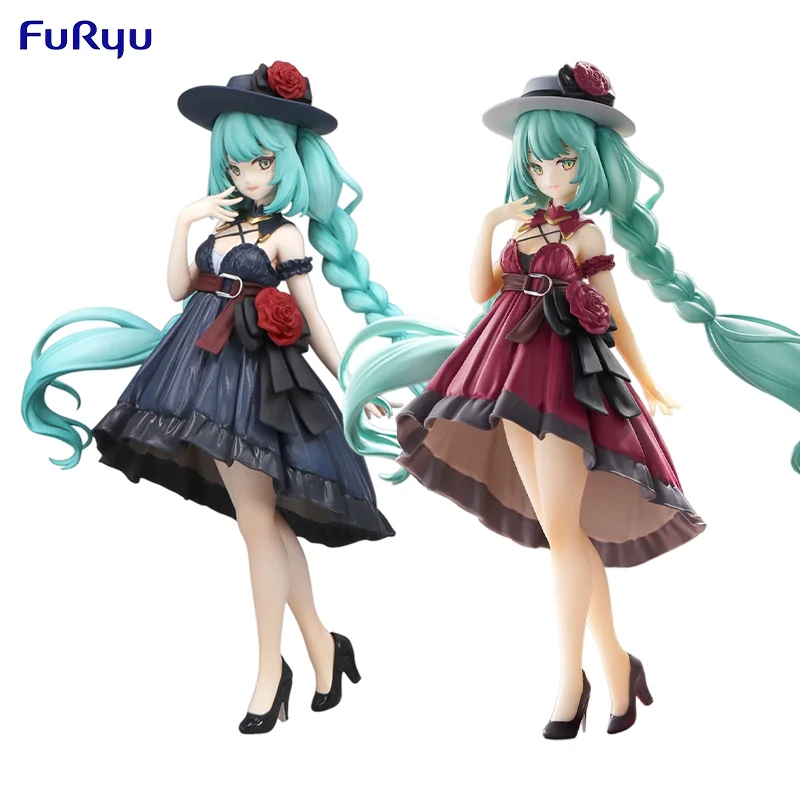 フリュー-初音ミク-トリオ-try-it-フィギュア-お出かけドレス-バーガンディ＆ネイビーver-コレクターズアイテム、デスクトップ装飾品、お祭りギフト