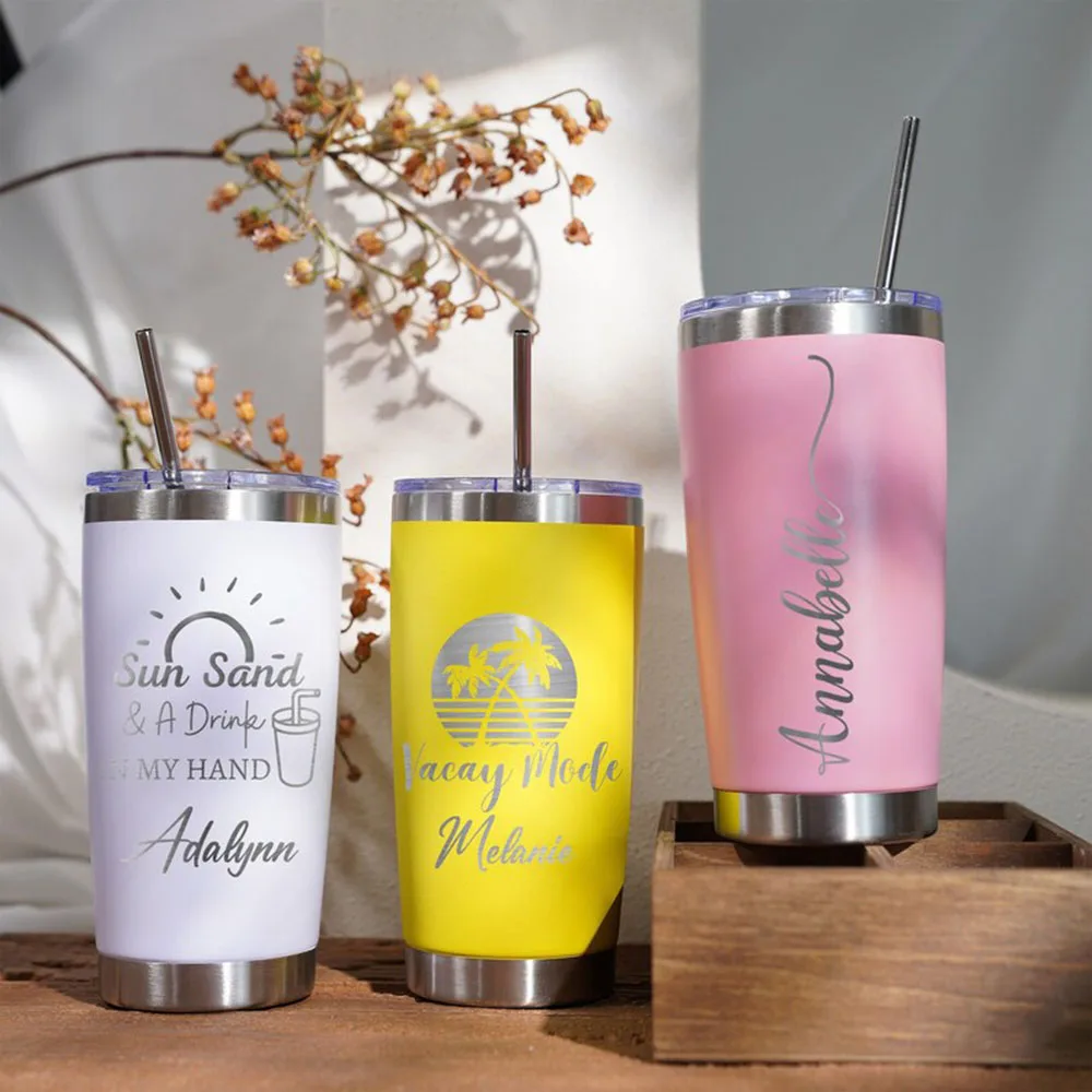 نمط نص مخصص 20 أوقية فراغ معزول بهلوان شخصية محفورة بالليزر الفولاذ المقاوم للصدأ السفر القدح كوب حراري