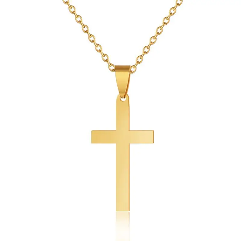 Neue Mode Kleine Kreuz Anhänger Weibliche Gold Silber Farbe Edelstahl Christian Halskette Für Frauen Religiöse Schmuck Geschenk
