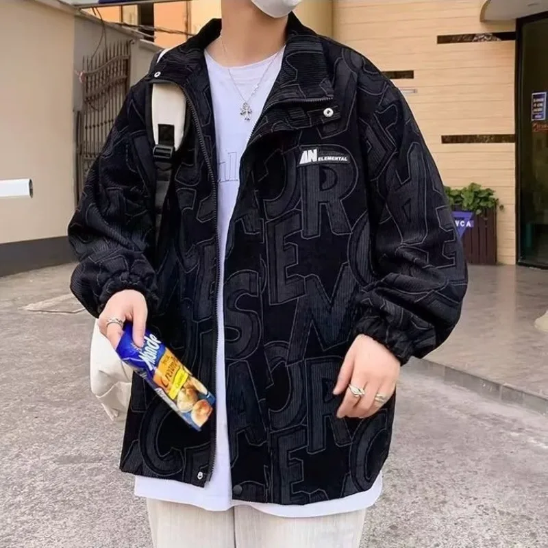 Korean Version Casual Loose Fashion Coat Male Spring Gown Full of Printed Comfortable Design Fashion Letters Jacket Men Clothing