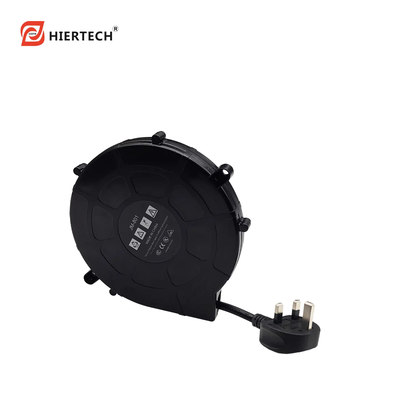 hiertech black 3-core 1.9-meter British standard plug power cord reel for use with hair dryer and automation equipment