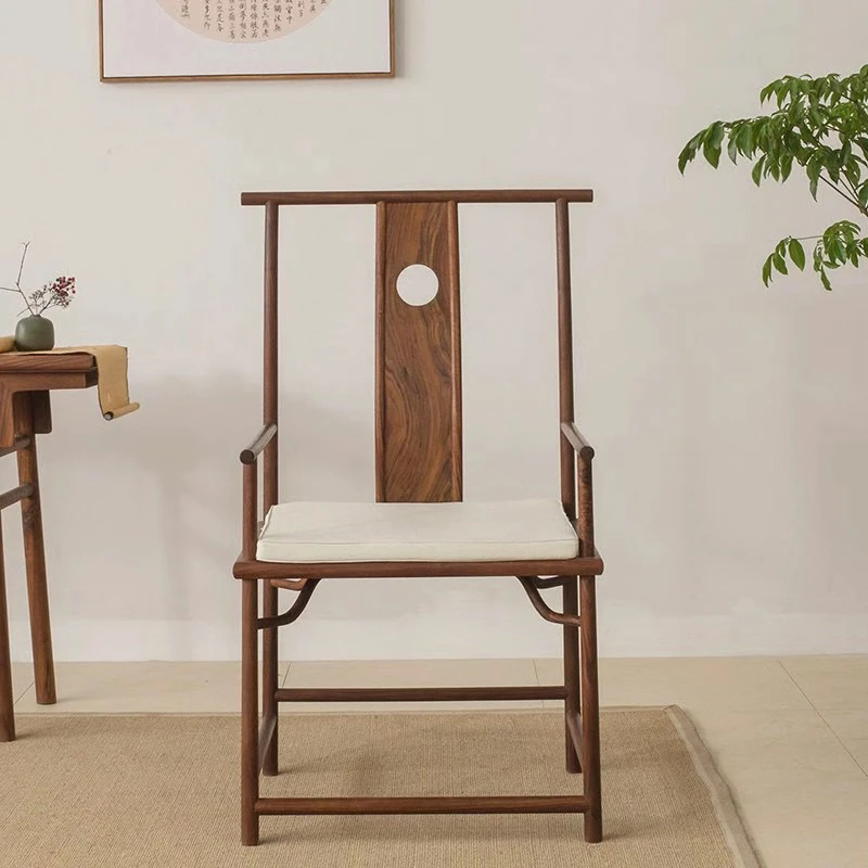 

New Chinese Taishi Old Elm Tea Chair Master Chair Solid Wood Official Hat Chair Study Living Room Furniture Set Combinatio