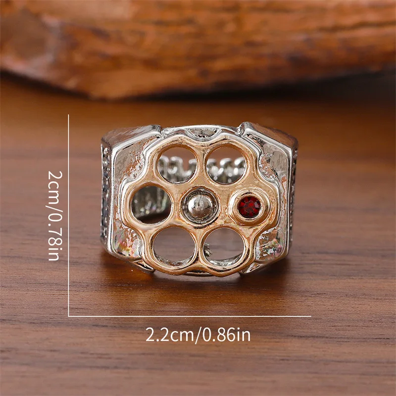 DIY accessories Amazon hot-selling fashion personalized roulette bullet shape ring niche creative punk style two-color alloy jew