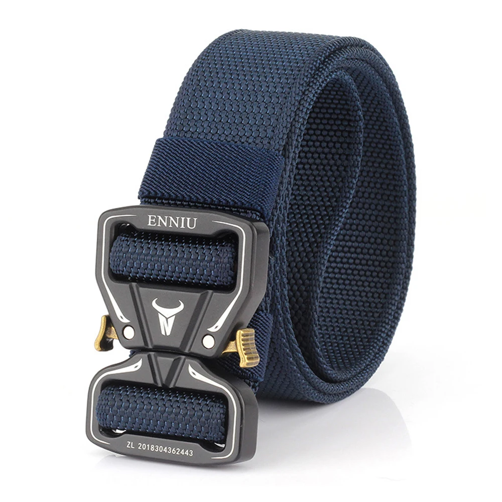 XUHU Tactical Belt Alloy Buckle Quick Release Elastic Belt Casual Nylon Tooling Training Belt Men Trousers Belt