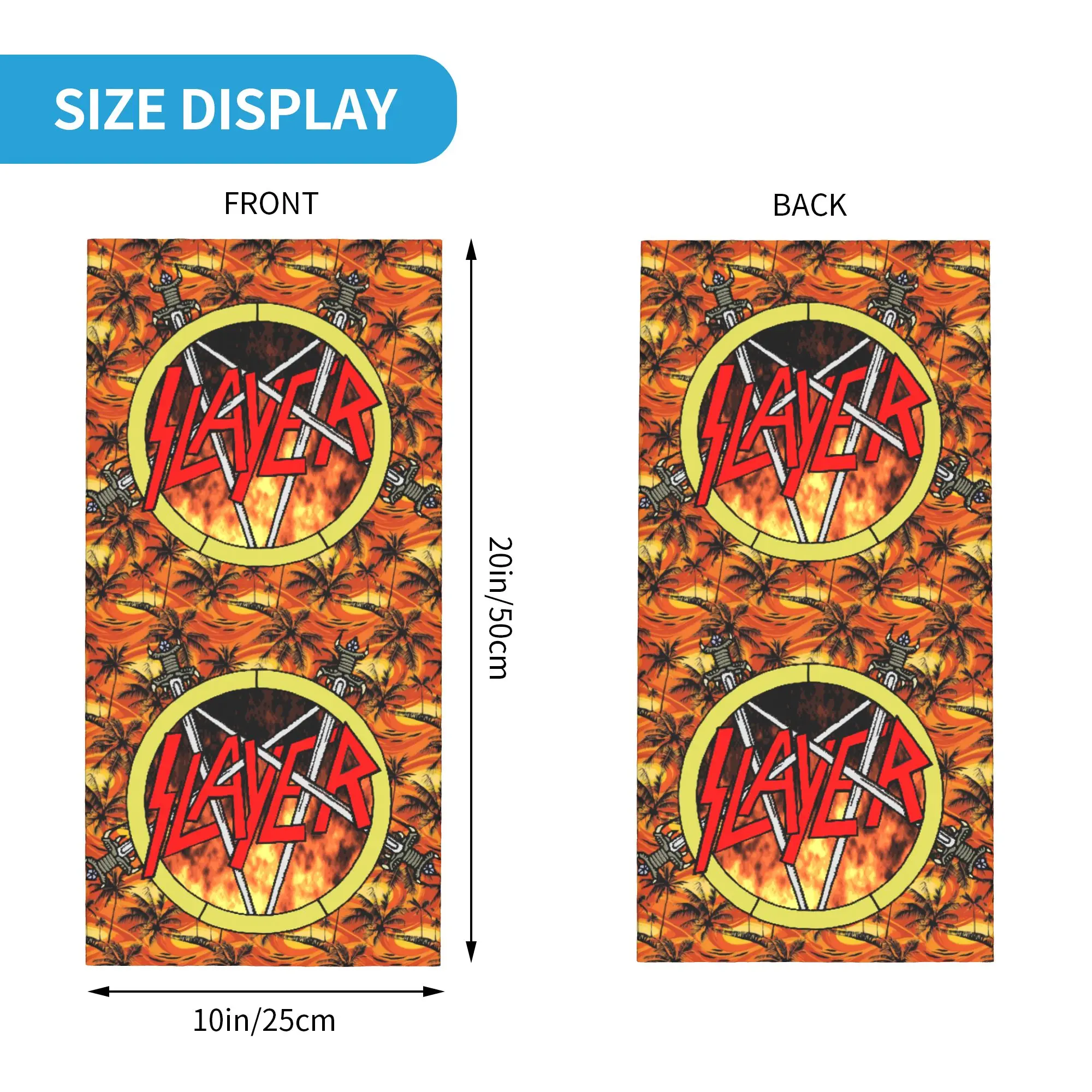 Custom  Heavy Metal Rock S-Slayeres Logo Bandana Neck Gaiter UV Protection Face Scarf Cover Men Band Headband Tube Balaclava