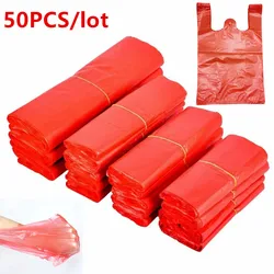 50pcs Plastic Bag Thicken with Handle Wedding Party Candy Gift Bag Supermarket Shopping Kitchen Storage Clean Garbage Bag