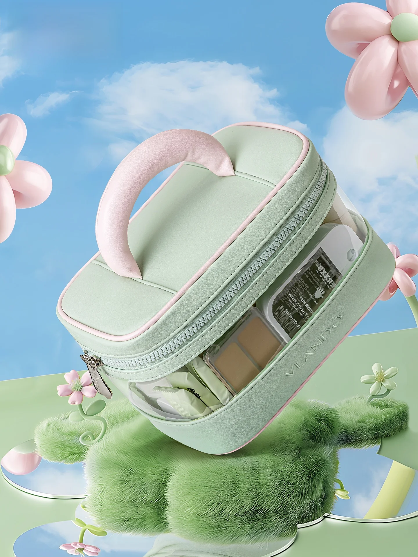 

Женская портативная косметичка Vlando большой вместимости, подарок на Новый год, прочная сумка-ведро из искусственной кожи для хранения косметики