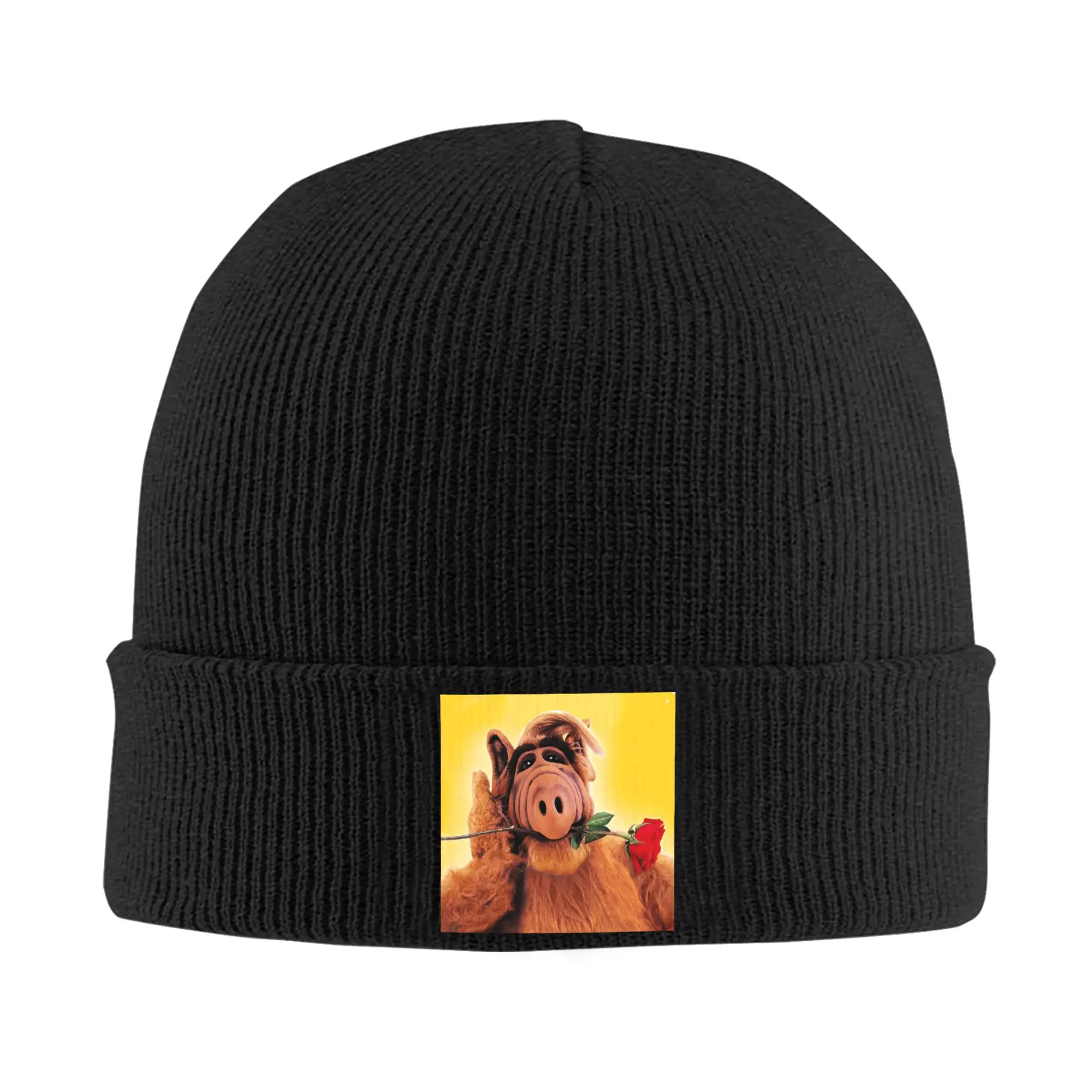 Alf With Flower Beanie Cap Unisex Winter Warm Bonnet Homme Knit Hat  Ski Alien Life Form Sci Fi Tv Show Skullies Beanies Hats