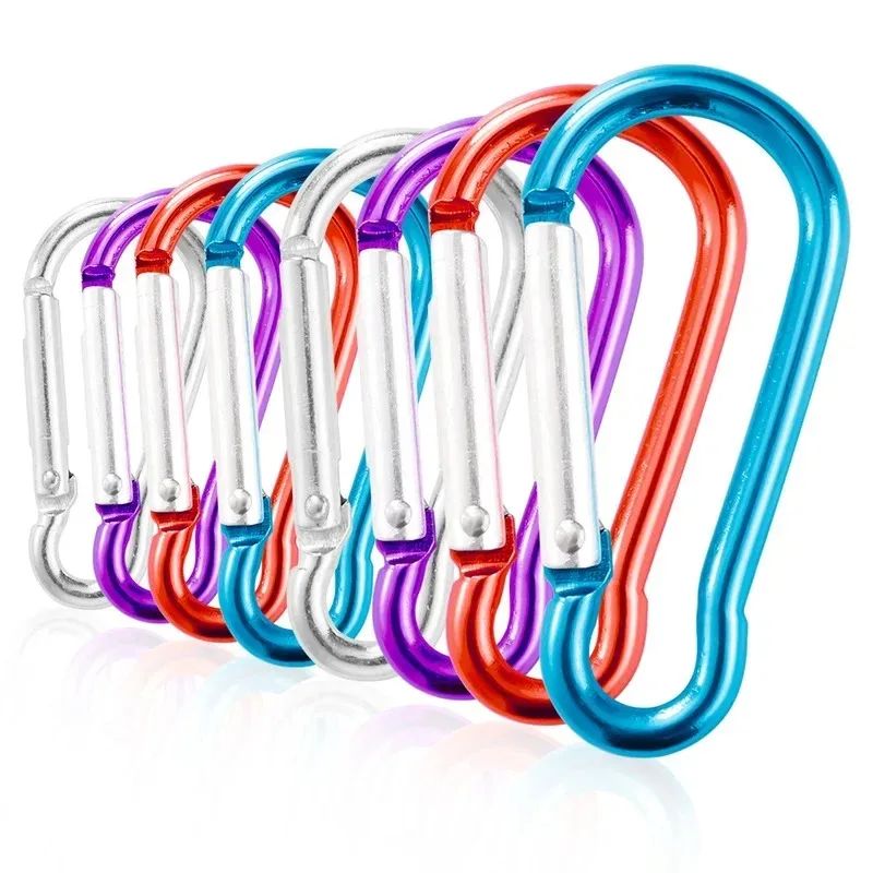 5/10/50/100pcs Aluminum Carabiner Key Chain Clip Outdoor Camping Keyring Snap Hook Water Bottle Buckle Kit Climbing Accessories