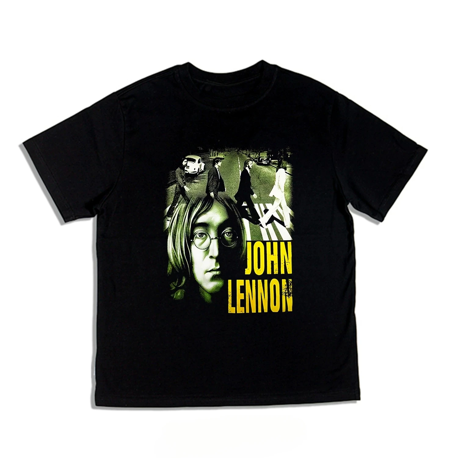 John Lennon Iconic Sketch Self-Portrait Signature Mustard Yellow Graphic T-Shirt Cotton Men Women Streetwear Tee