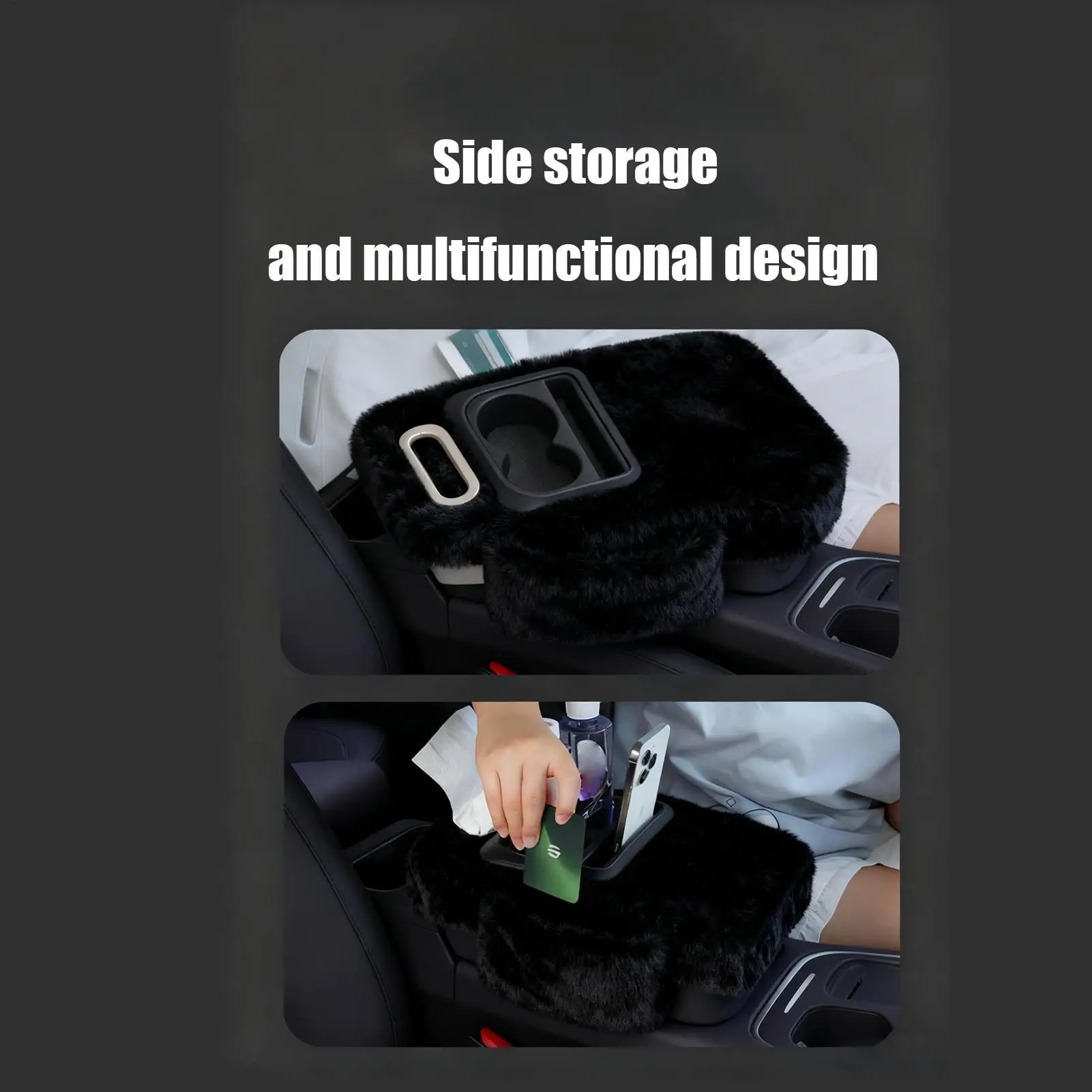 Arm Rest Cover For Car Plush Cushion Decor Auto Armrest Protector For Car Interior Truck Automobile SUV Center Console Winter