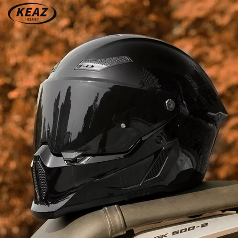 

KEAZ Couple Motorcycle Helmet Men Women Racing All-Season Full Helmet Anti-Fog Retro Cruise Motorbike Riding