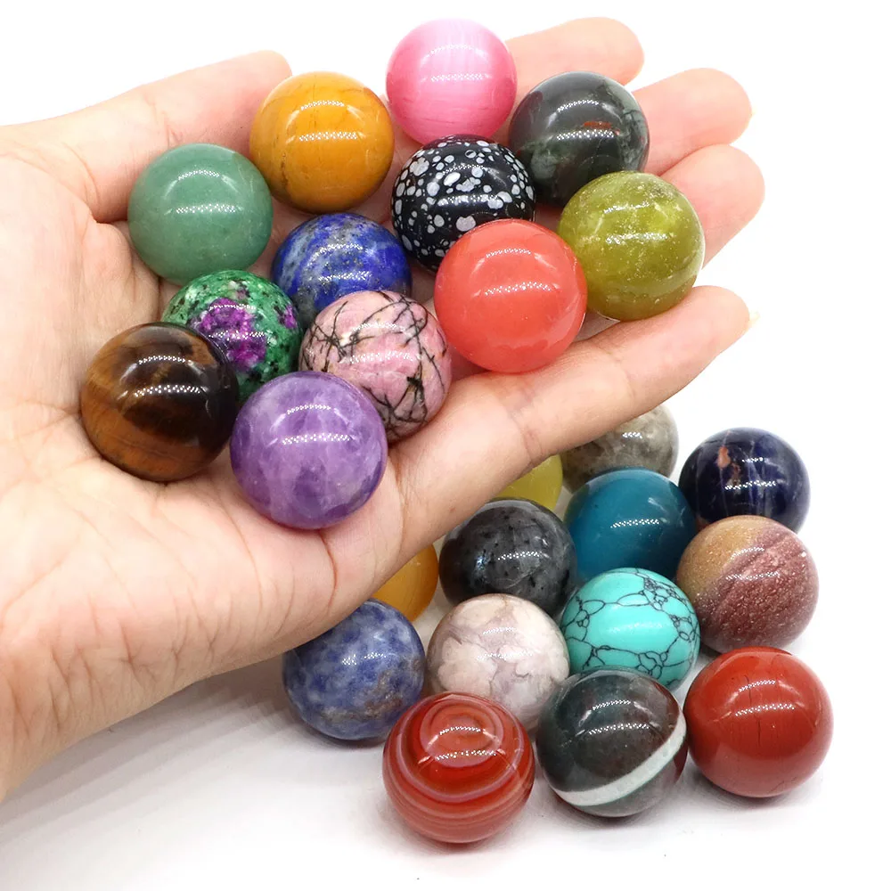 20mm Round Balls Natural Stone Sphere Healing Crystal Amethyst Energy Gems Globe for Jewelry Making DIY Necklace Home Decoration