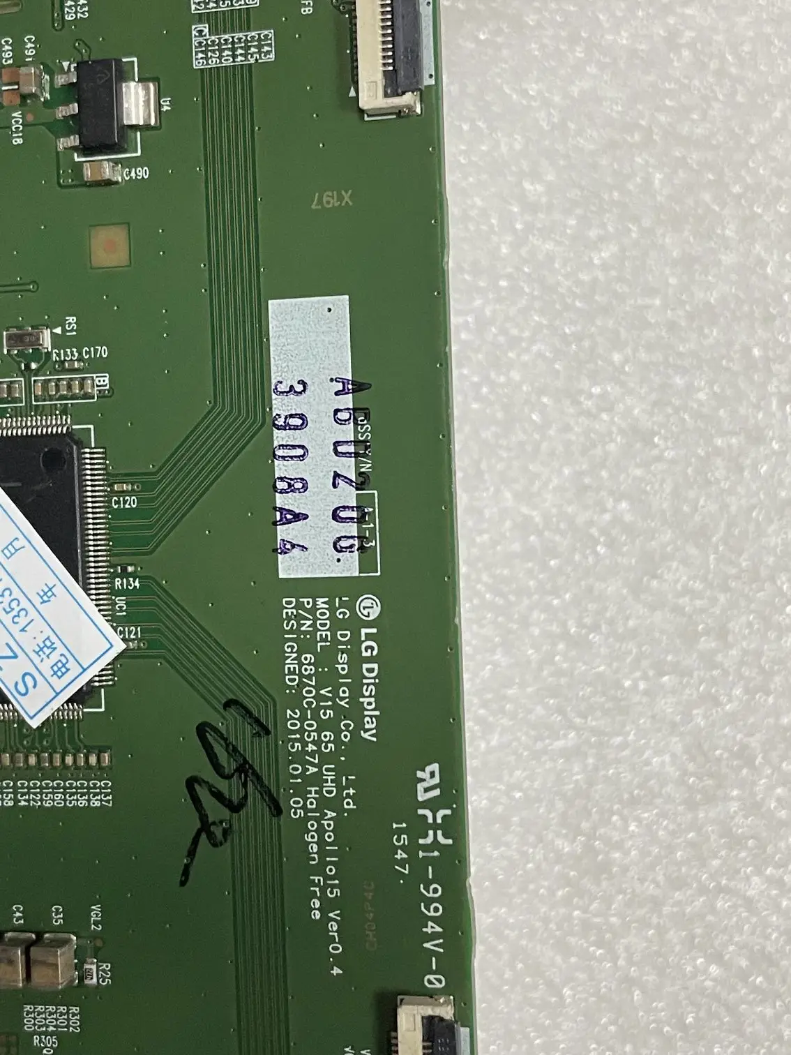 100% 테스트 작업용 전원 보드, 로직 보드, V15 65 UHD apollo15 ver0.4 6870C-0547A