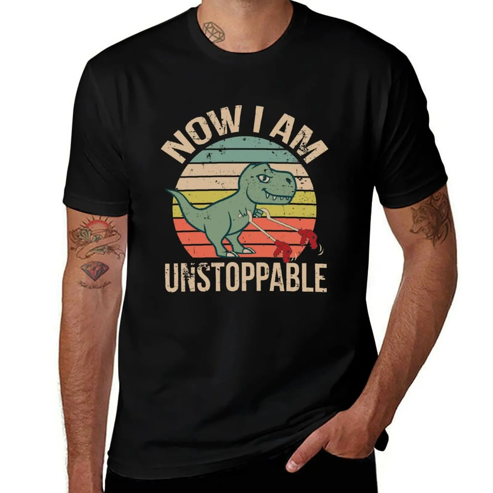 

Now I am Unstappable Dinosaur t-Rex T-Shirt Daily Casual Short Sleeve Tee Shirt