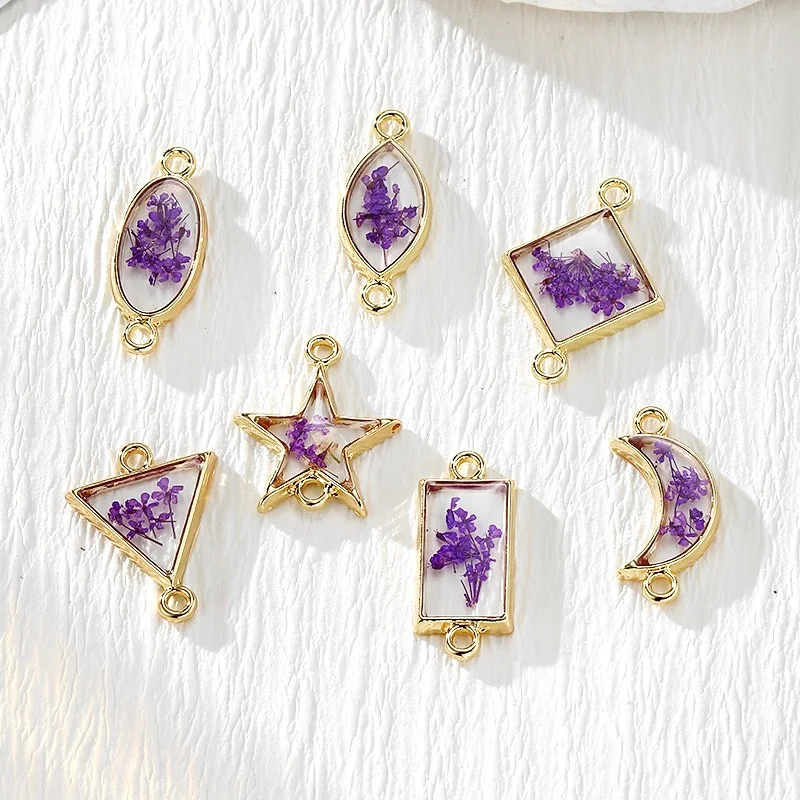 

30 шт./лот сушеные цветы сердцевина геометрия луна овалы прямоугольник треугольная форма сплав плавающий медальон бусины DIY ювелирные аксессуары