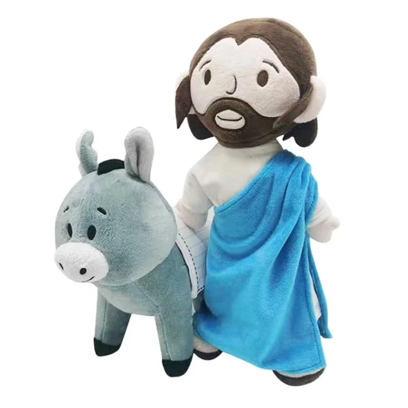 New Jesus Plush Toy My Friend Red Jesus Virgin Mary Cross Style Educational Bible Doll Soft Figurine Religious Beliver Kids Gift