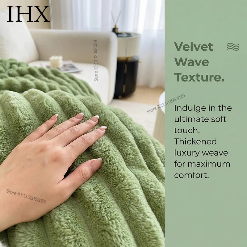 IHX Solid Color Imitation Rabbit Plush Milk Plush Thickened Thermal Leisure Home Blanket Office Nap Blanket, Custom Blanket Size
