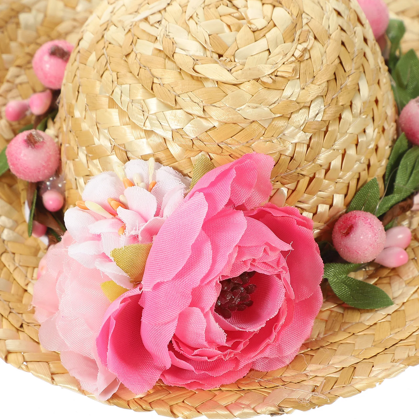 

1Pcs Straw-Woven Dog Hat Trendy Pet Sun Hat with Flower Detail Great for Halloween Christmas Birthday Celebration Gift