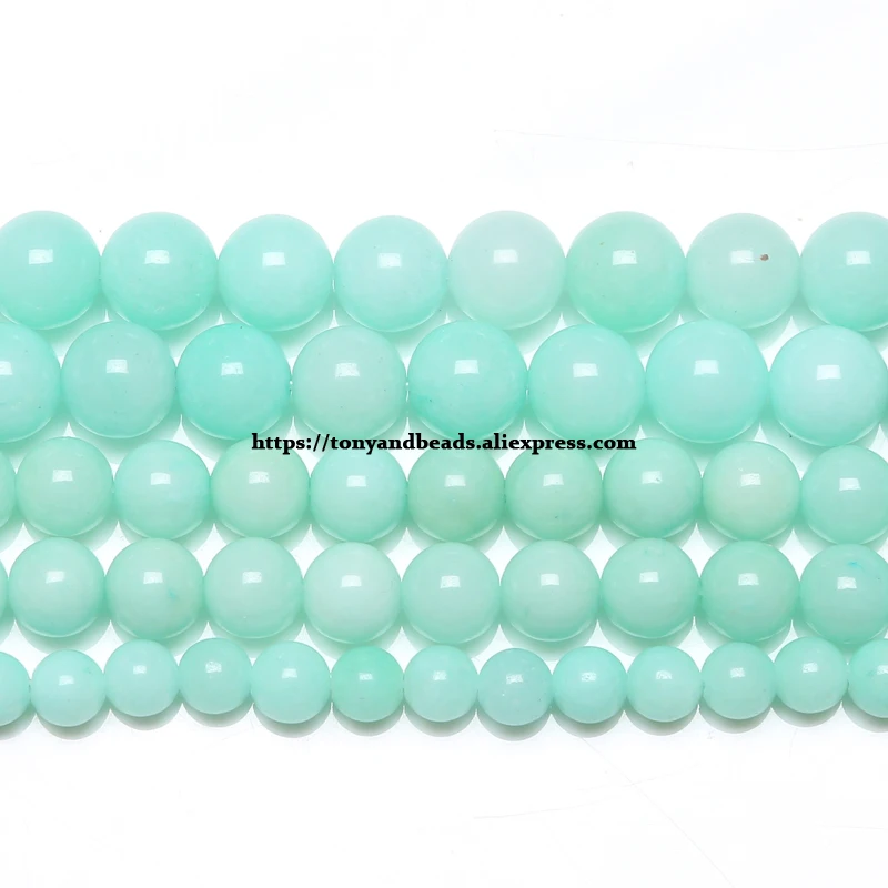 Natural Stone Amazonite Color Jade Round Loose Beads 6 8 10 MM Pick Size Jewelry Making