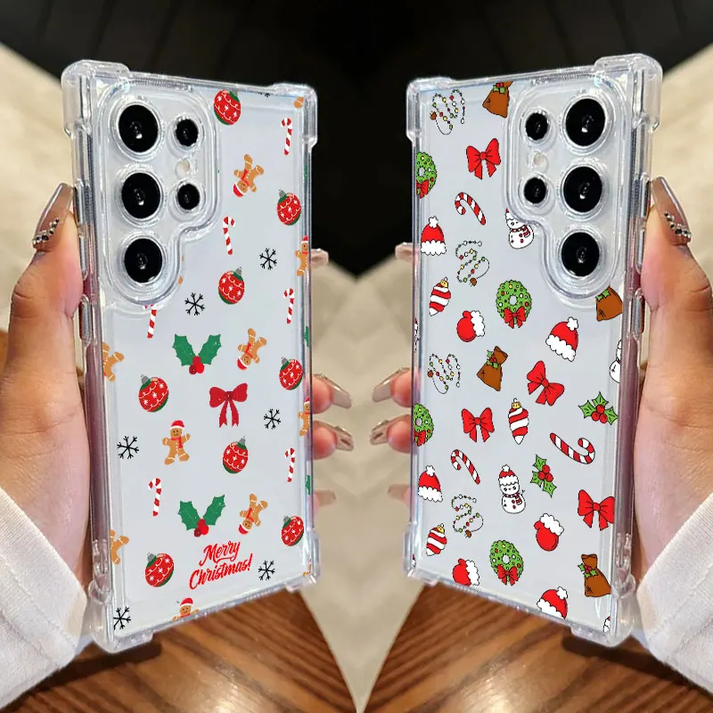 

Christmas Snowflakes Santa Claus Phone Case For Samsung Galaxy S25 FE S24 S23 S22 S21 Ultra S20 Plus Note 20 10 Soft Clear Cover