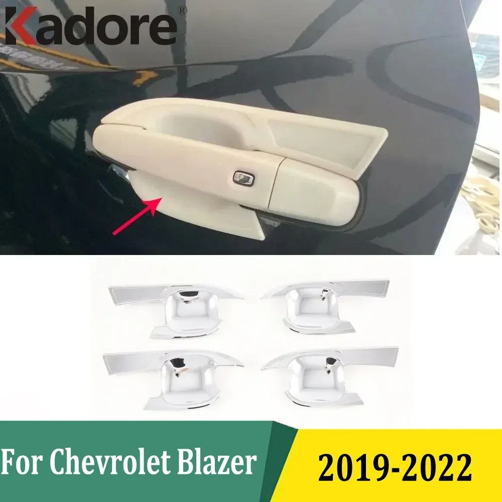 

For Chevrolet Blazer 2019 2020 2021 2022 ABS Chrome Side Door Handle Bowl Cup Cover Trim Car Accessories Styling