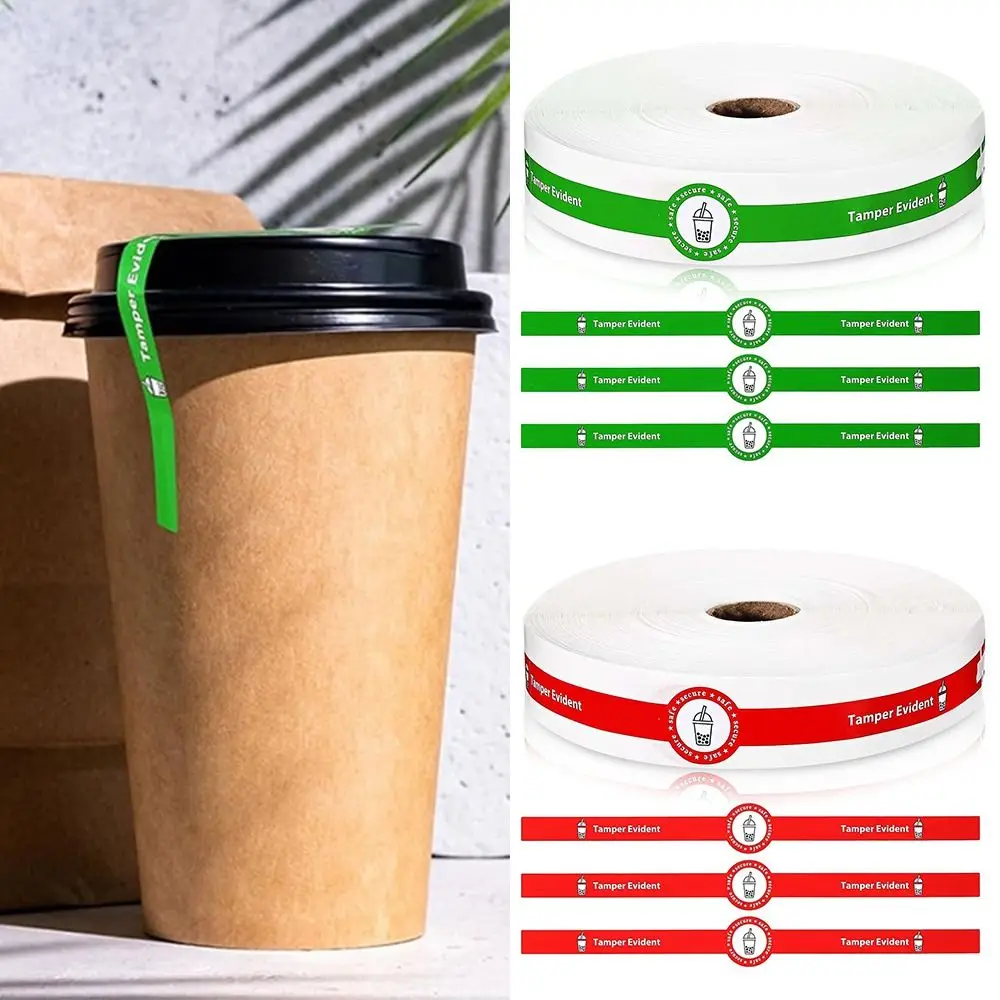 100PCS Red Green Tamper Evident Sealing Sticker Paper Long Stripe Safe Secure Tag Drink Package Milky Tea Packaging Seal Labels