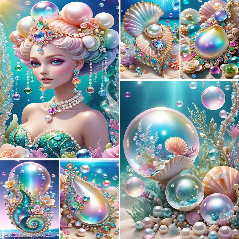 Beautiful Pearls and Shell Picture Full Drills 5D Diamond Painting Mosaic Embroidery Diy Cross Stitch For Home Decorations J3745