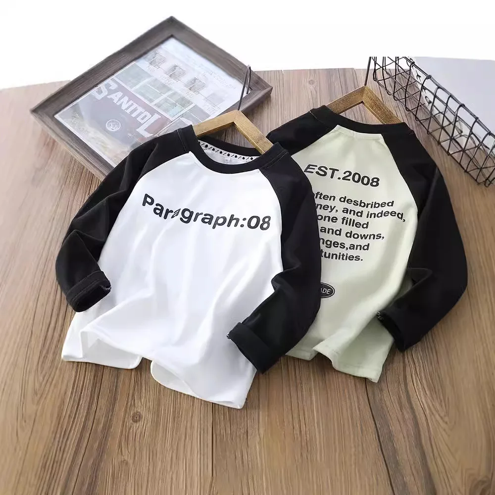 Kids T-shirt for boys clothes 2024 early autumn new long-sleeved bottoming children's tops