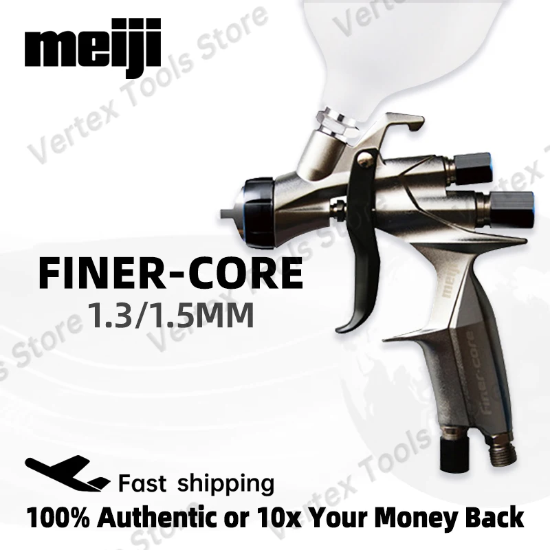 Meiji FINER-CORE Professional Air Spray Gun 1.3mm 1.5mm High Atomization Paint Gun for Car Refinishing Furniture Woodworking DIY