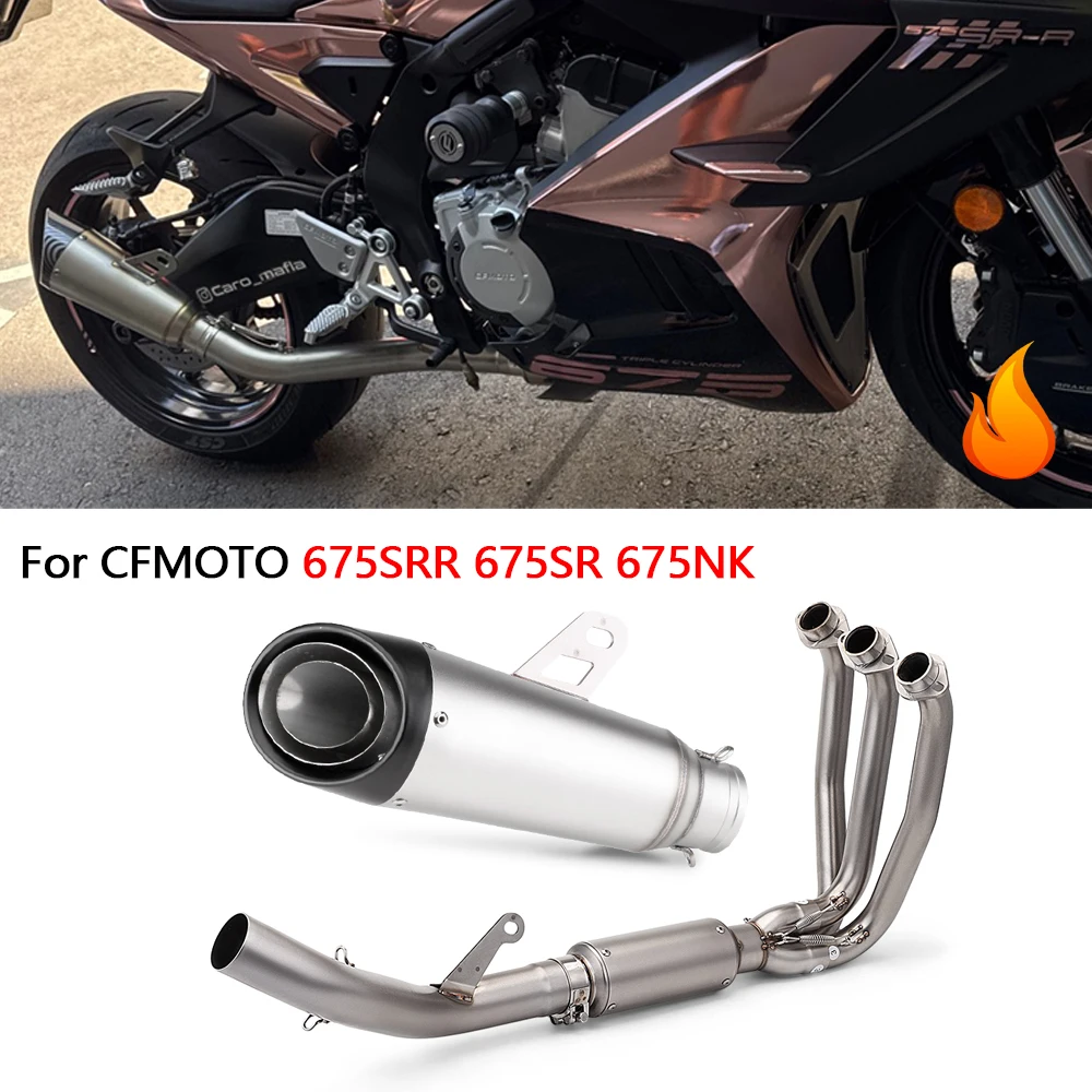 Full Exhaust System Exhaust Muffler Escape Modify For 675SR 675R 675NK Front Link Pipe