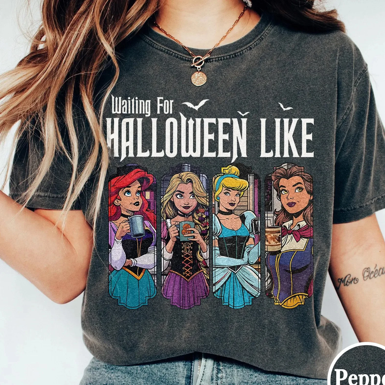 

Disney Princess Waiting for Halloween Like Shirt Ariel Rapunzel Cinderella Belle Witch Shirt Magic Kingdom Tee Halloween Party