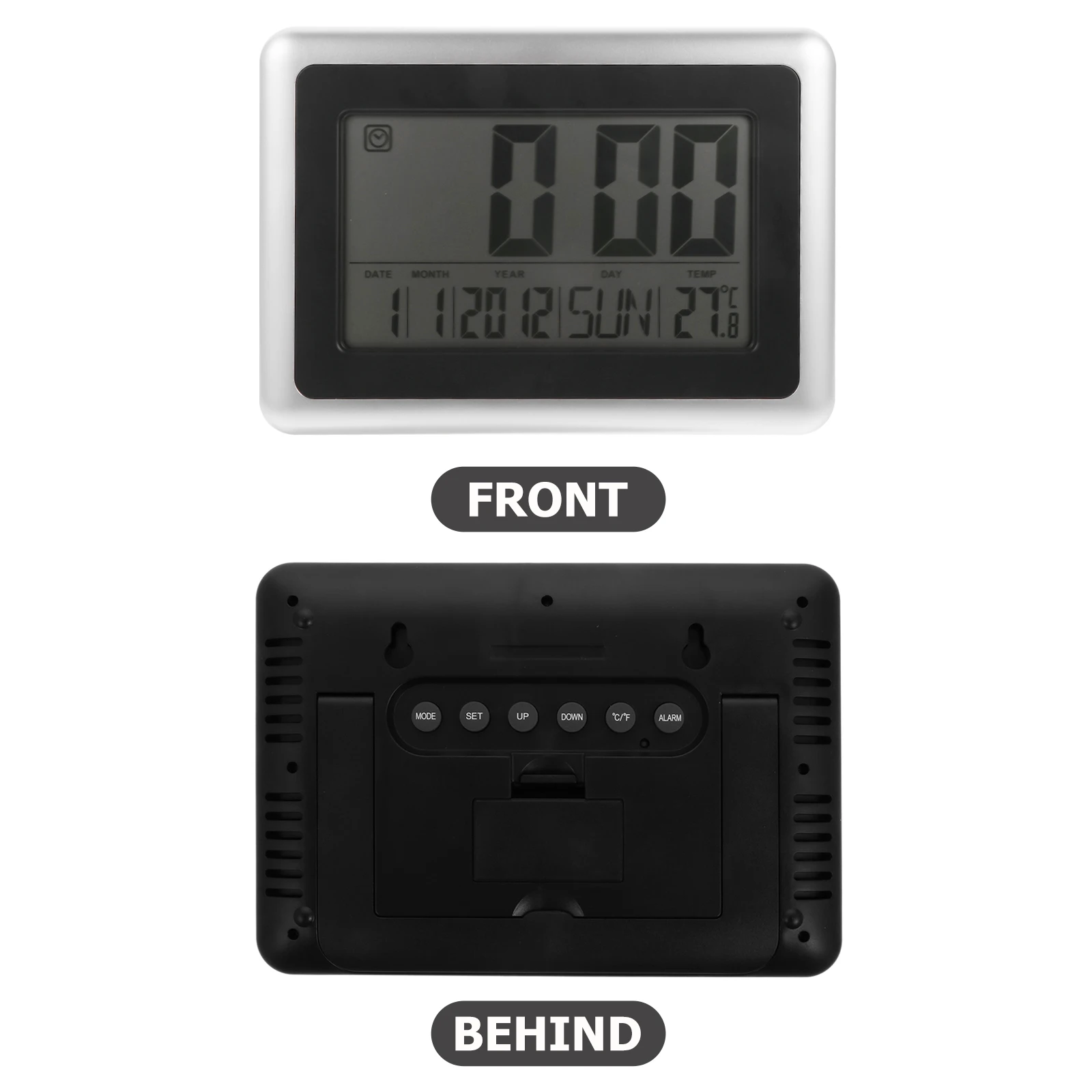 

Digital Alarm Clock Plastic Mute Travel Desktop Perpetual Calendar Electronic Clock Wall Bedside LCD Elder Large