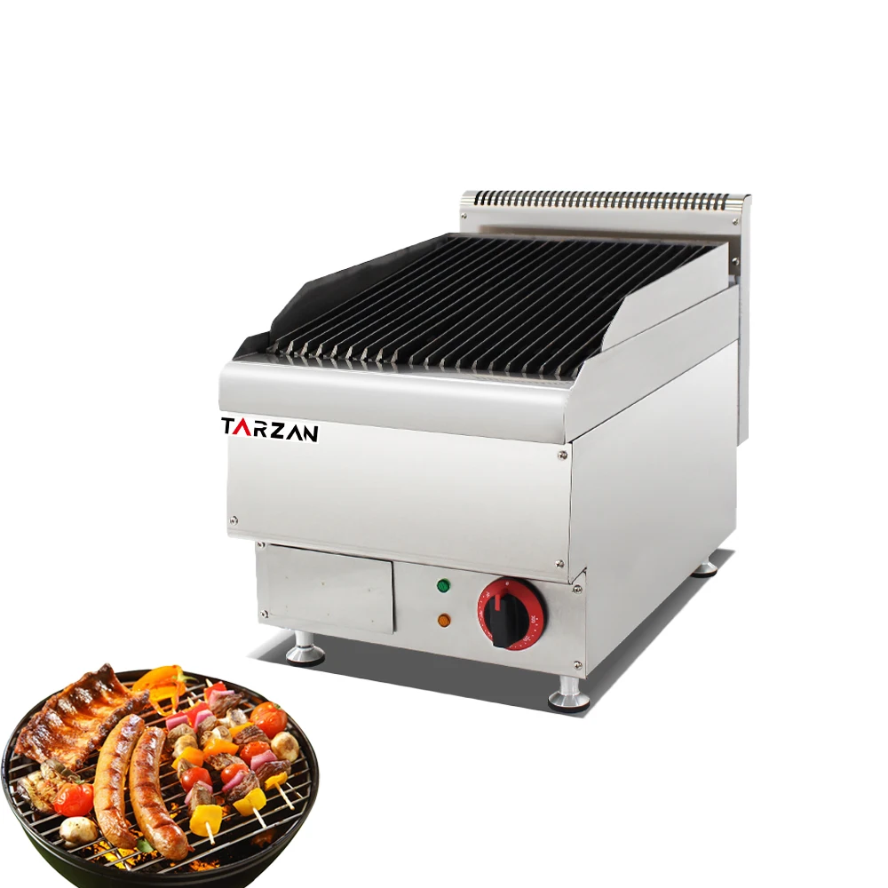 

Counter Top Lava Rock Grill Commercial Kitchen Cooking Equipment Stainless Steel Bbq Lava Rock Stone Grill For Restaurant