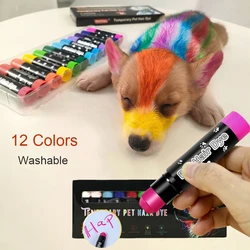 Dog Paint 12 Colors Washable Pet Safe Hair Dye Pet Fur Paint Grooming Boy And Girl Dog Accessories Kit Pets Temporary Colors