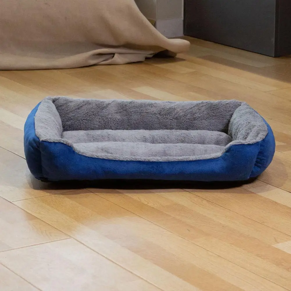 Plush Pet Bed for Cats Rectangular Plush Cat Bed with Anti-slip Bottom Cozy Washable Pet Lounge Couch Soft Small Dog for Indoor