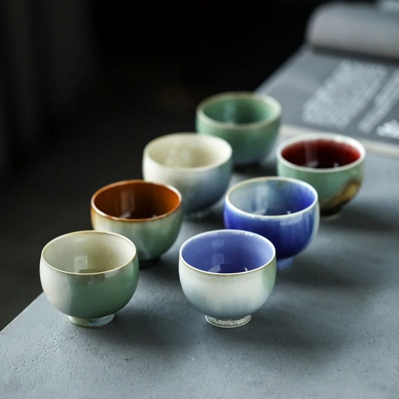 Taza maestra al horno Aurora Blue, taza de té Jingdezhen, taza de té hecha a mano, juego de té de cerámica especial Personal, taza de degustación de té individual Cu