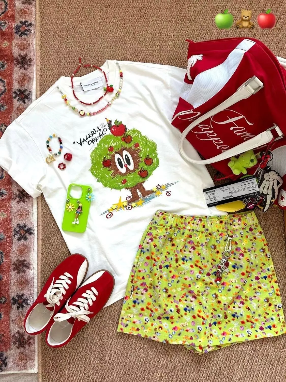 شجرة التفاح الكرتون بلايز 100% القطن المرأة تي شيرت اليابانية Y2K الصيف الكورية لطيف التي شيرت الشارع الشهير كبيرة الحجم قصيرة الأكمام #4