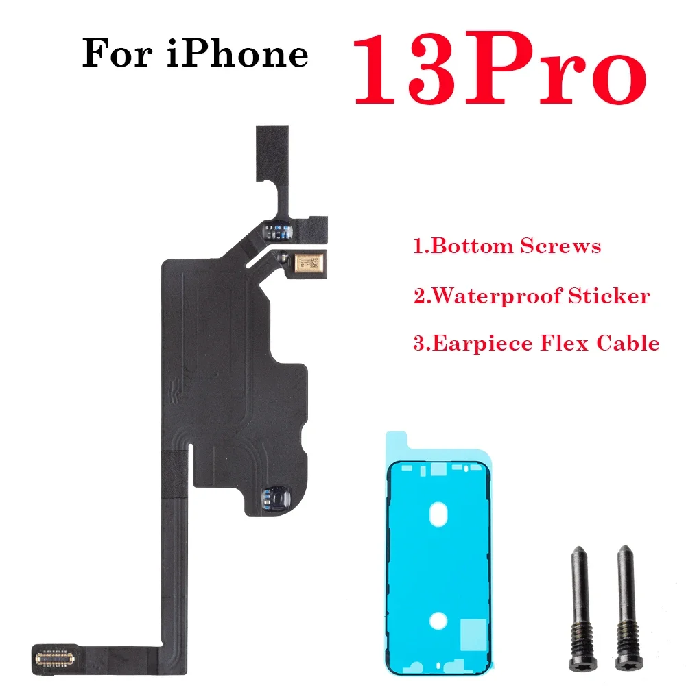 1set Front Top Ear Earpiece Proximity Light Sensor Flex Cable + Waterproof Sticker + Bottom Screws For iPhone 13 mini Pro Max