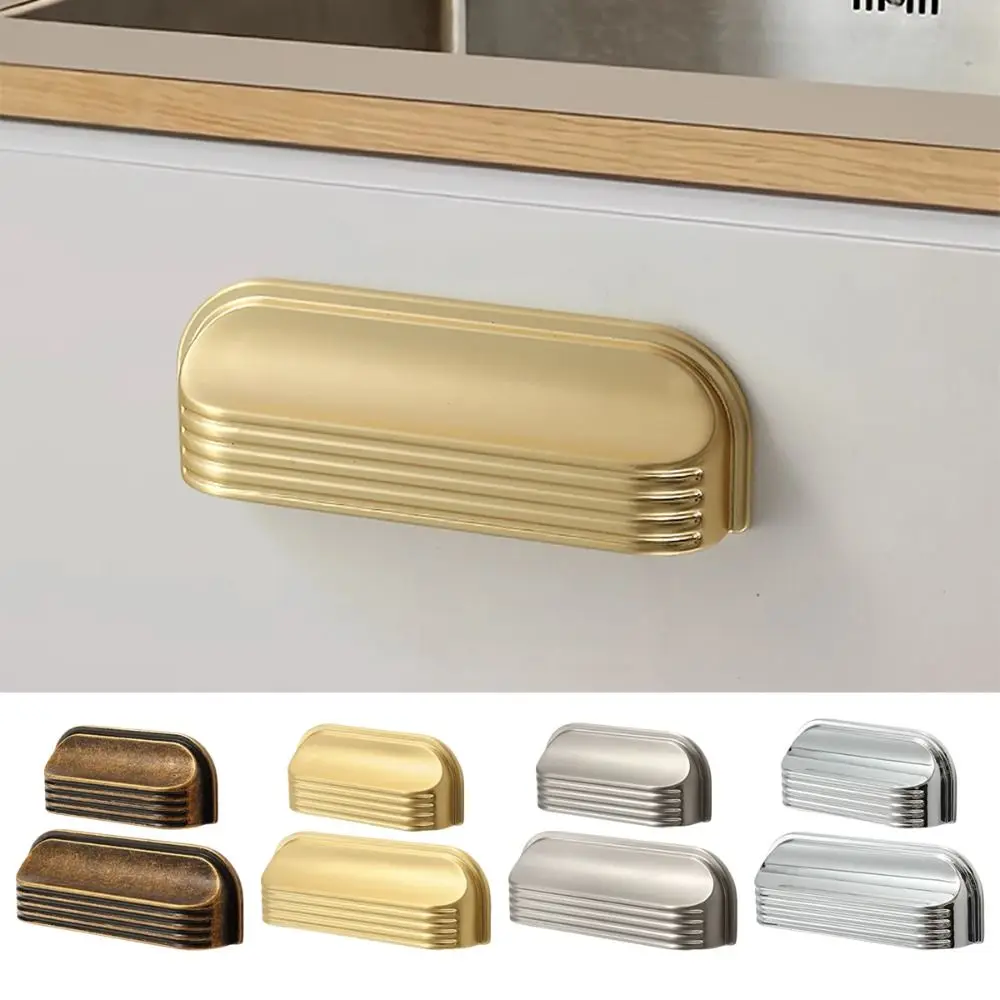 Zinc Alloy Material Cabinet Pulls Curved Edges Design Hammered Texture Cabinet Handles Brushed Gold Finish Antique Brass Finish