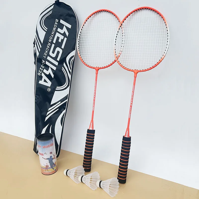 

Badminton Racket Fluorescent Paint Amateur Junior Youth Adult Recreational Split Racket Iron Alloy Double Racket Set