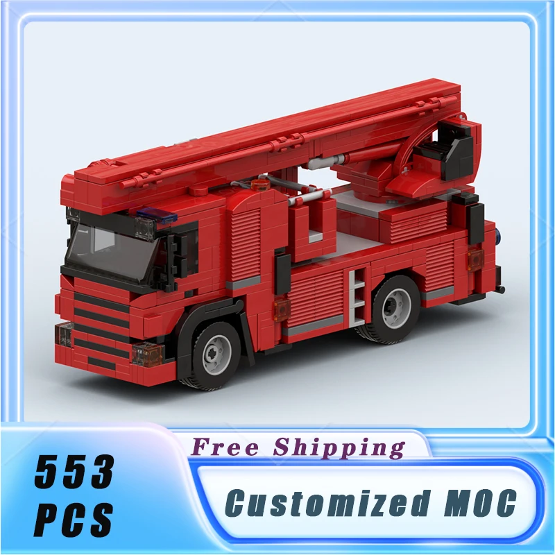 

MOC Building Blocks City Vehicle Multifunctional Fire Aerial Platform Model Bricks Sets Assemble Display Children's Toys Gifts