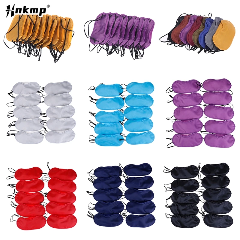 10 sztuk osłona oczu naśladować jedwabiu maska do spania spania wyściełane maski na oczy cień Patch kobiety mężczyźni Blindfold podróży Sleepmasker