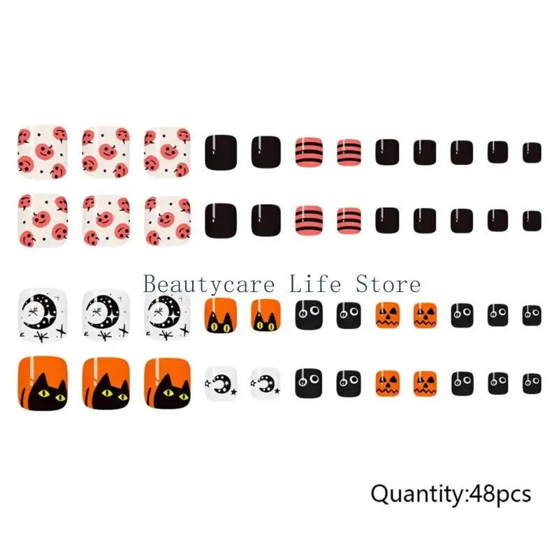 652C 48Pieces Fake Floral Pumpkin Moon Design Breathable Plastic For Sensitive Skin