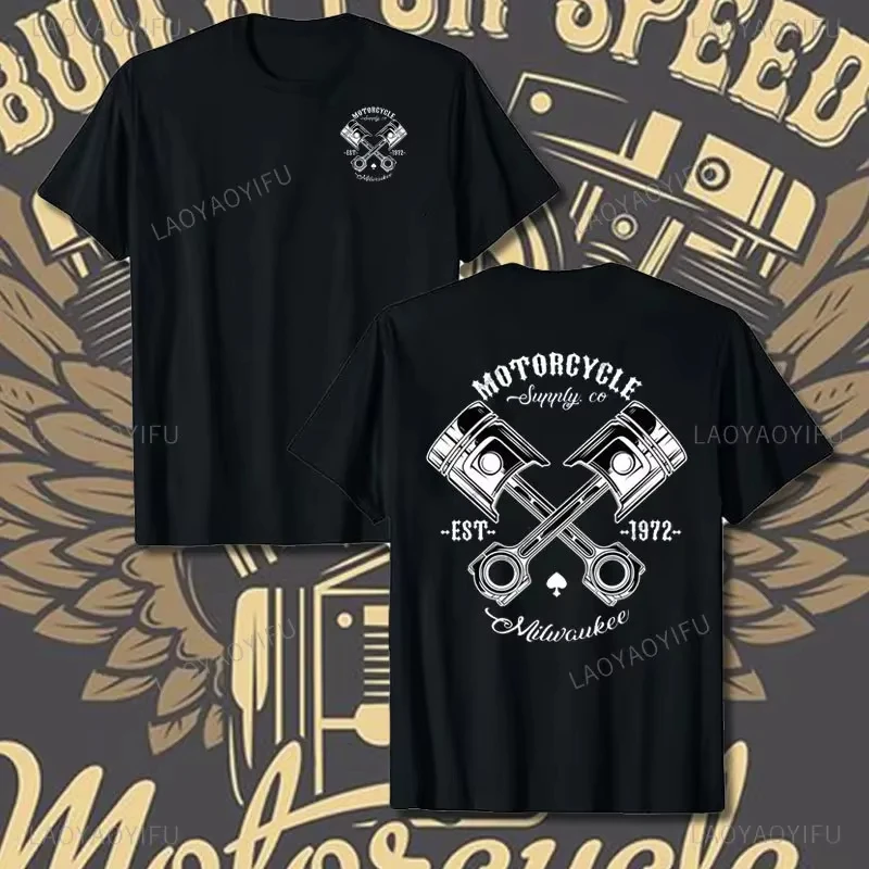 

Crossed Pistons Mechanic Garage Engine Graphic T-shirt Summer Cool Men Cotton Tee Shirt All-Match Hipster Streetwear Man T-shirt