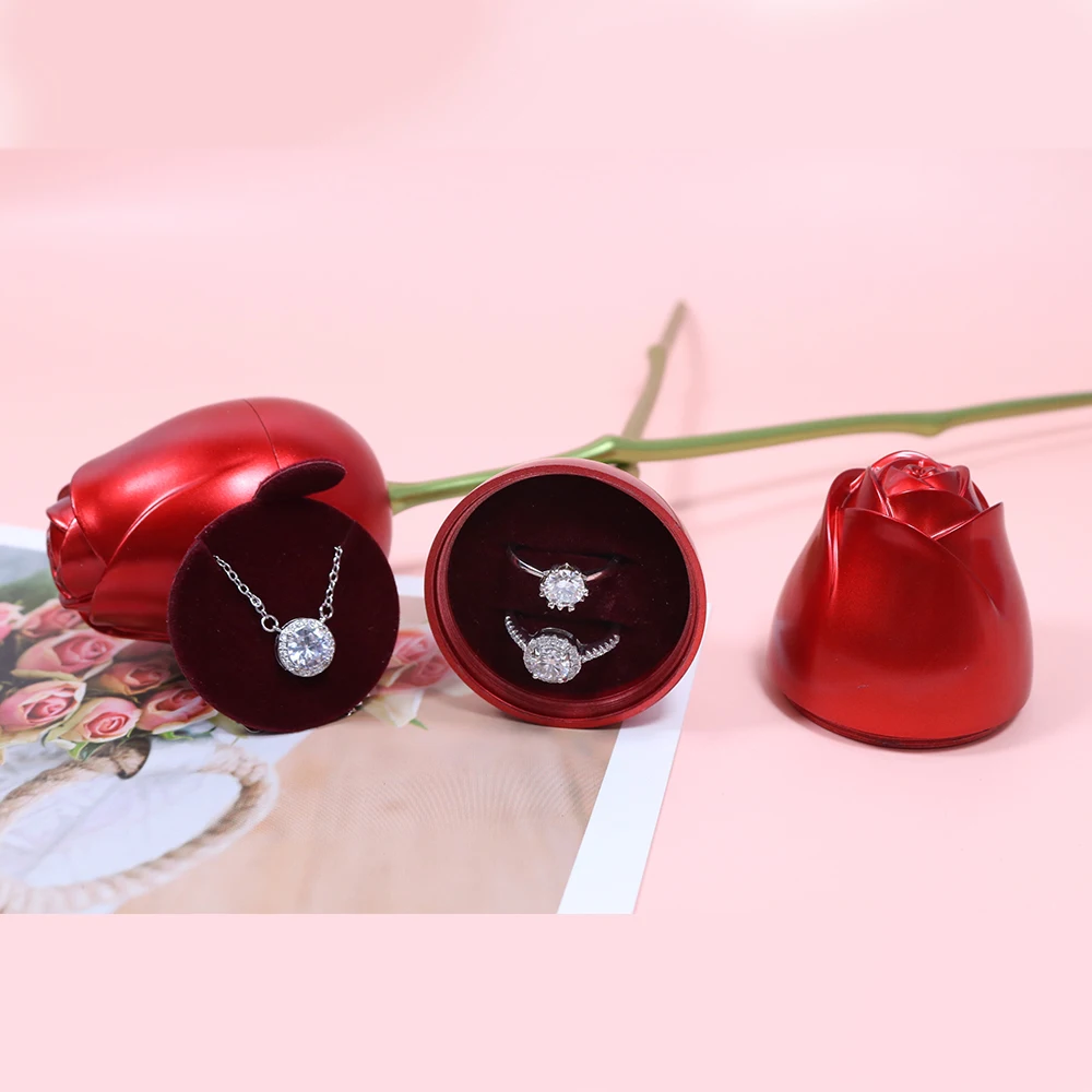 Rose-shaped Ladies' Jewelry Box, Valentine's Day Gift, Floral Design Jewelry Storage Box,Caja de joyas en forma de rosa