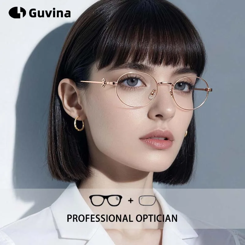 軽量楕円形メタルフレーム女性老眼鏡フォトクロミック近視遠視累進多焦点処方カスタム