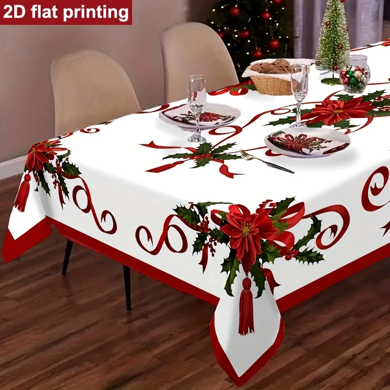 1pc Spring/Summer Tablecloth, Round/Rectangular Design, Suitable for Christmas/New Year Decorations